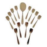 Box with 12 vintage spoons and spoon for serving ice cream in stainless steel