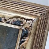 Antique Italian painting with Florentine frame and curved glass