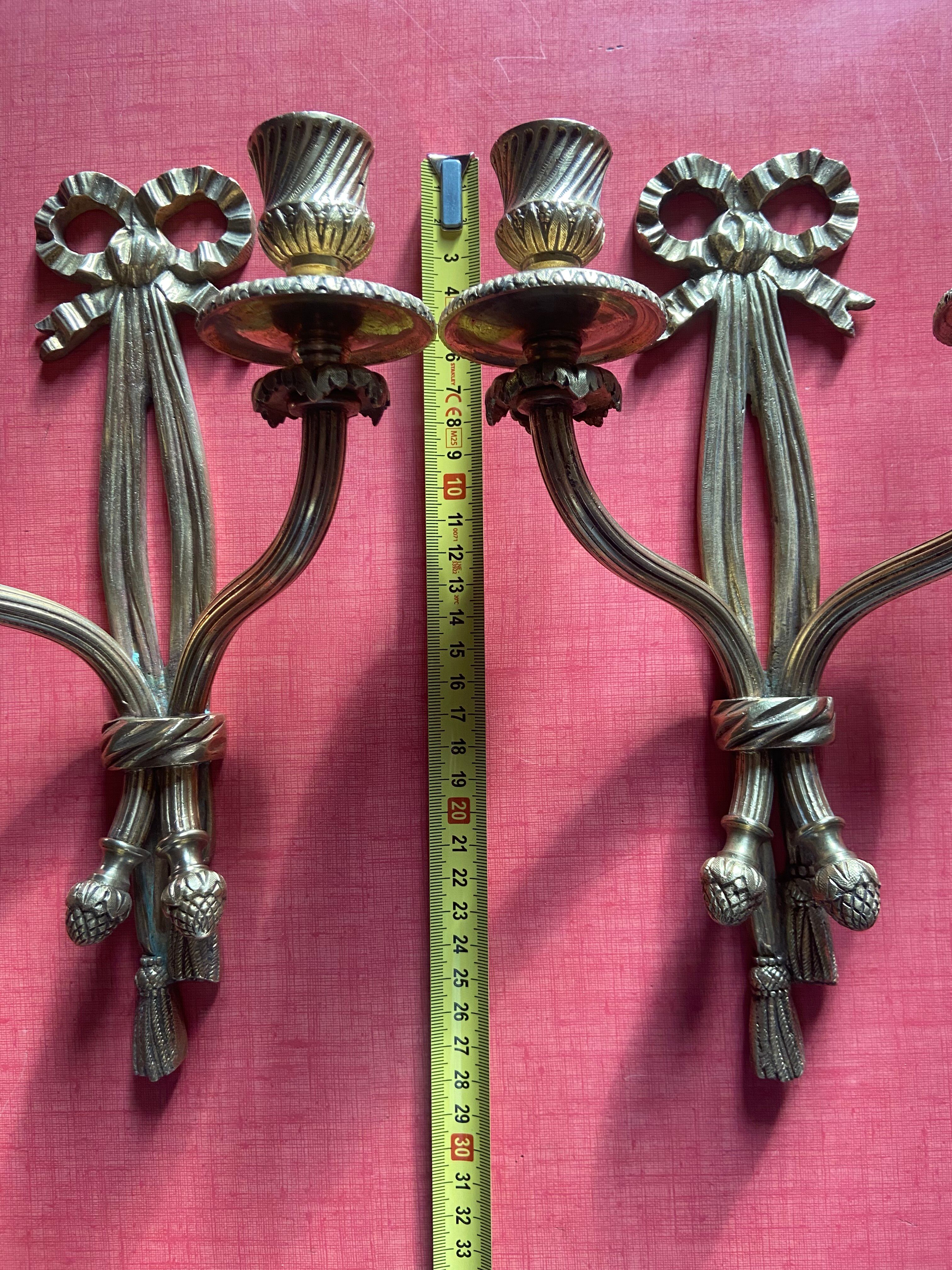 Superb Pair of Louis XVI Style Gilded Bronze Wall Lights – Signed A