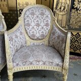 Pair of shepherdess armchairs in Louis XVI 1900 style