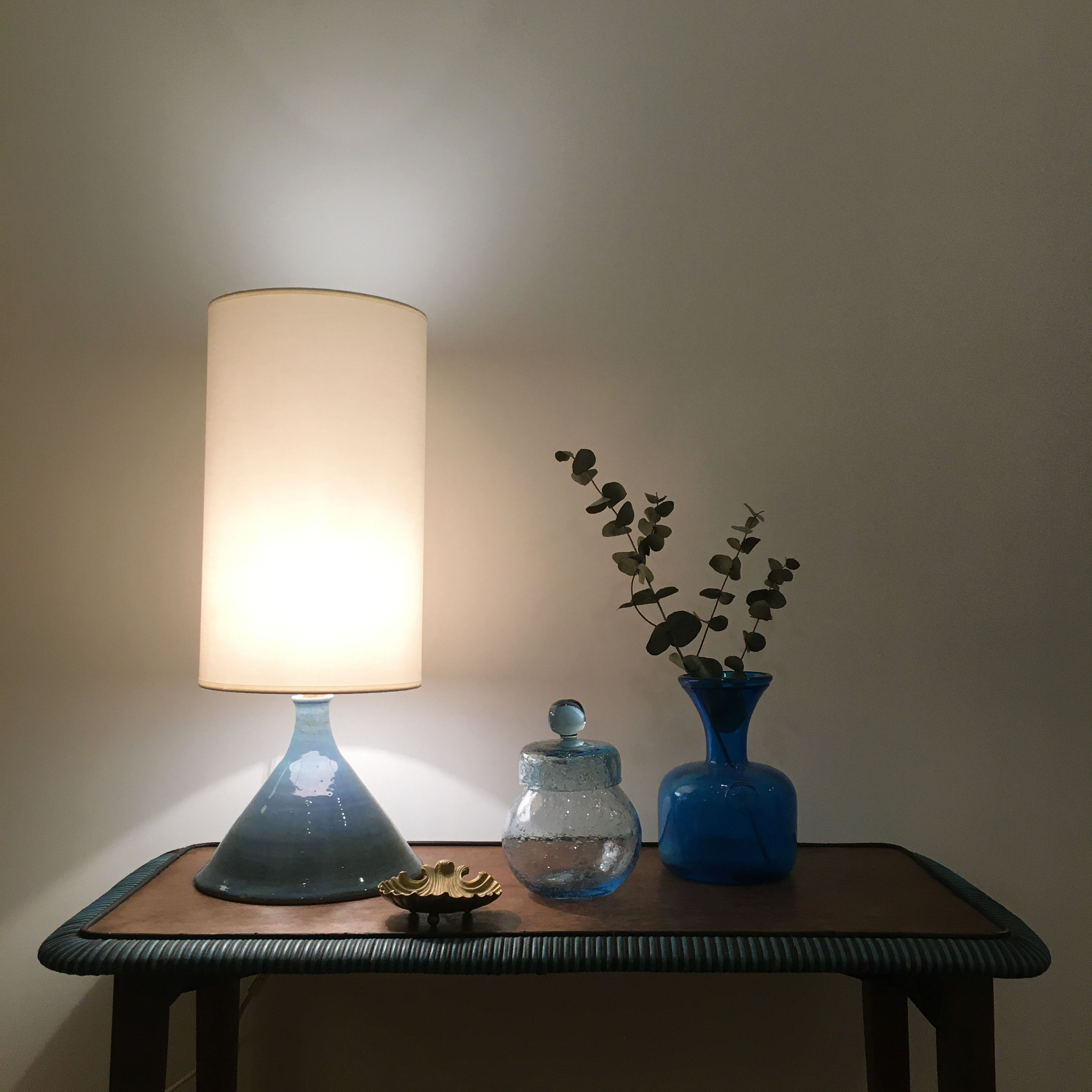 Vintage blue sandstone lamp 1960