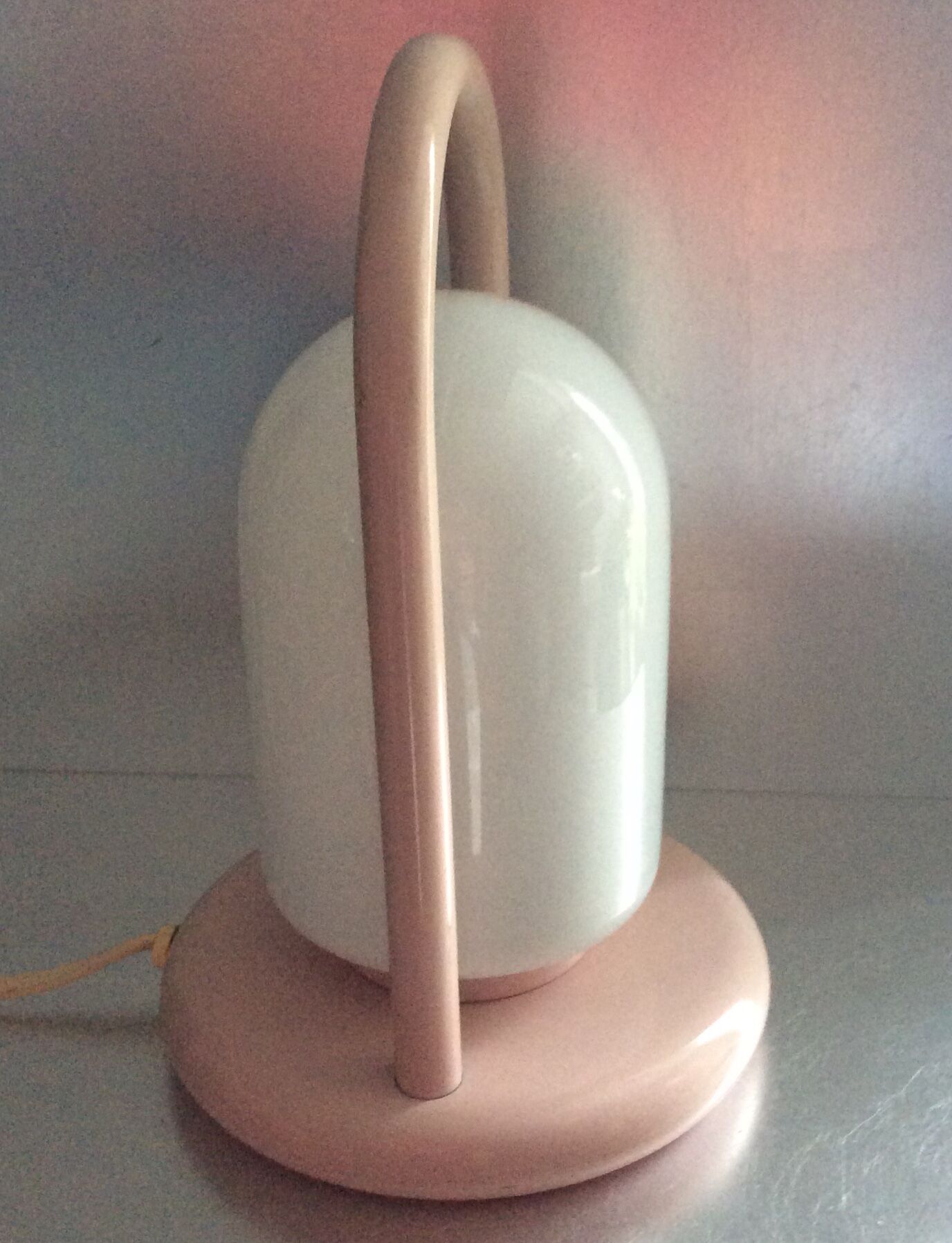 Vintage 70s metal and opaline lamp