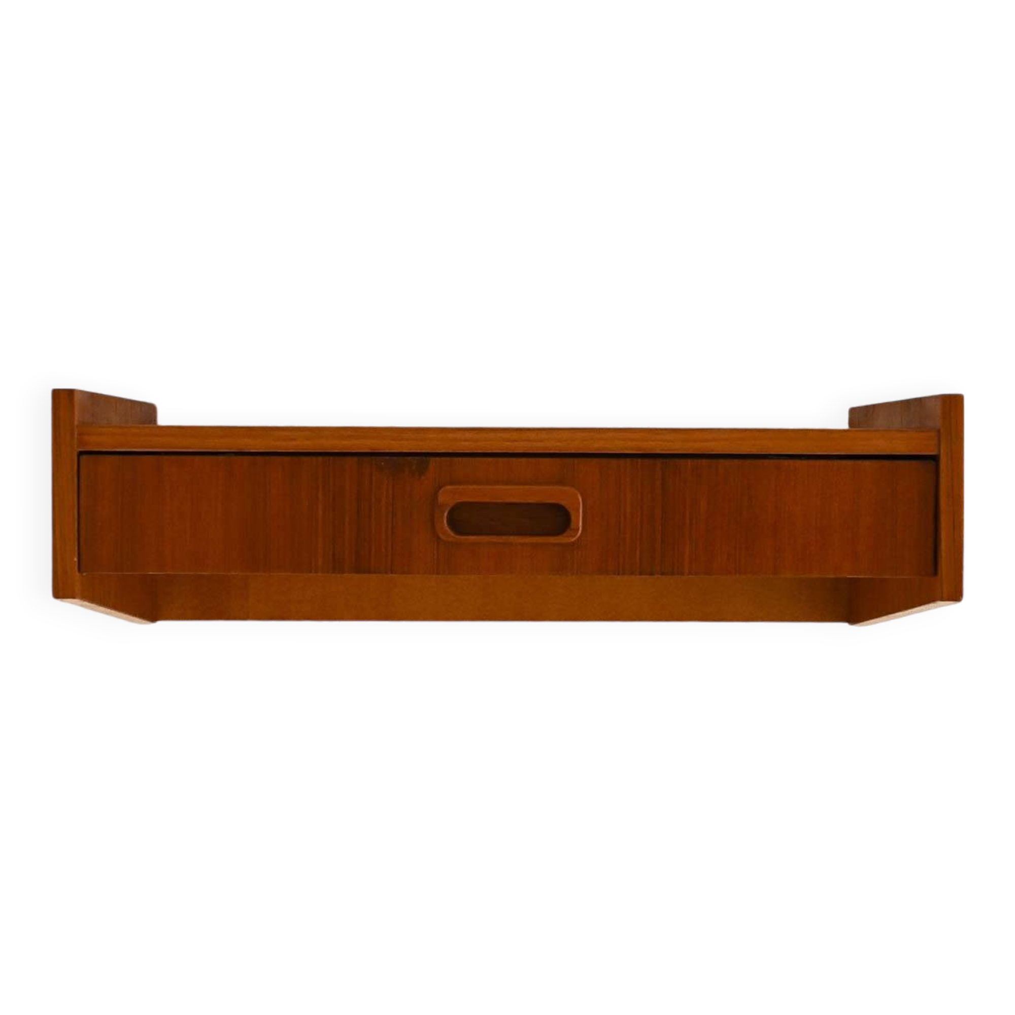 Teak wall-mounted bedside table