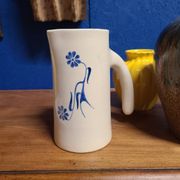 Modernist ceramic pitcher, signed polychrome decoration
