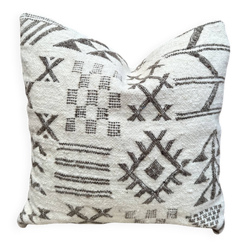 Coussin en laine berbère fait main : Coussin Kilim marocain (45x45cm)