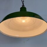 Suspension industrielle en émail vert de Jackson Electrical Co., années 1960