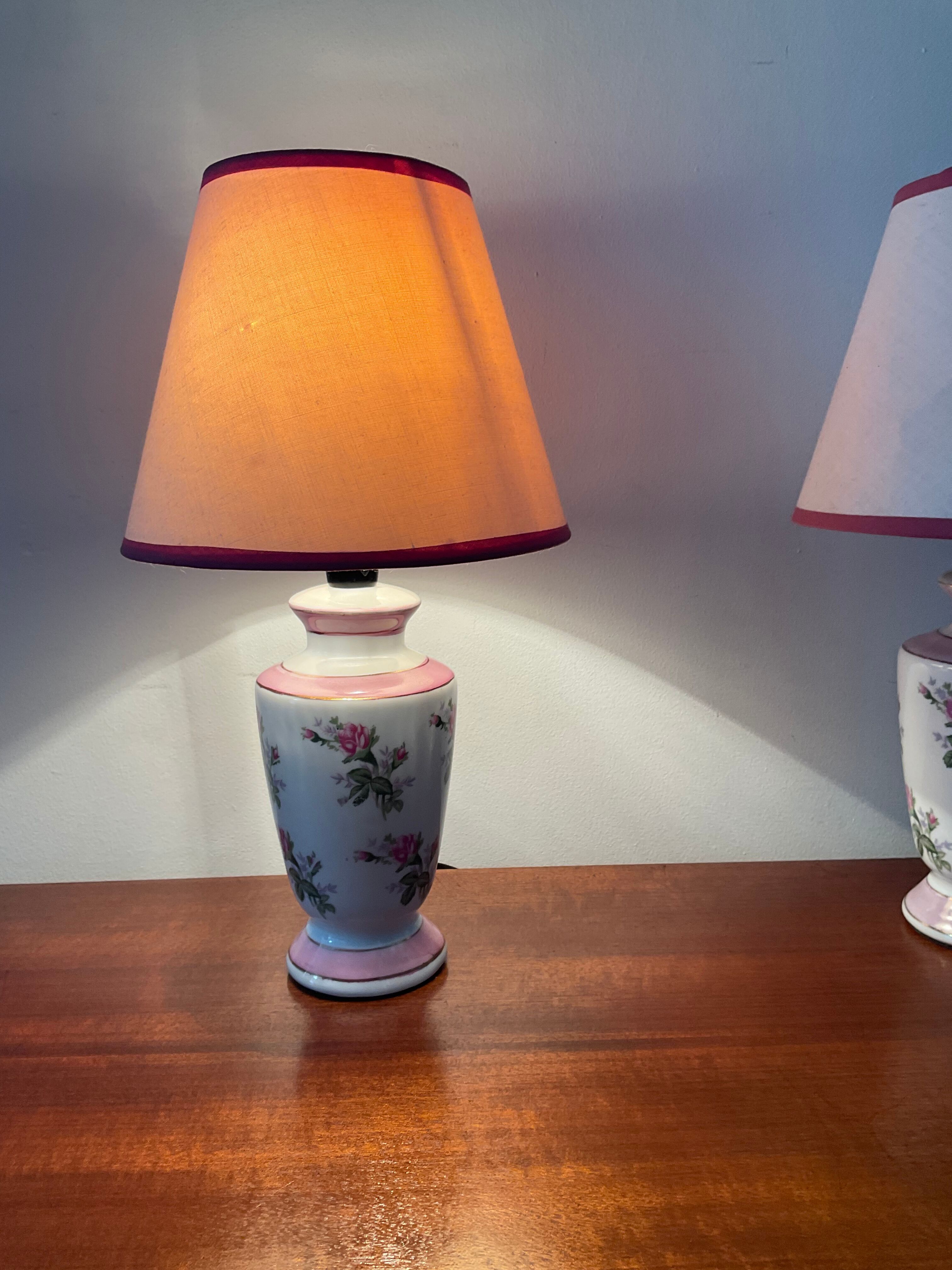 Pair of vintage 70s porcelain lamps