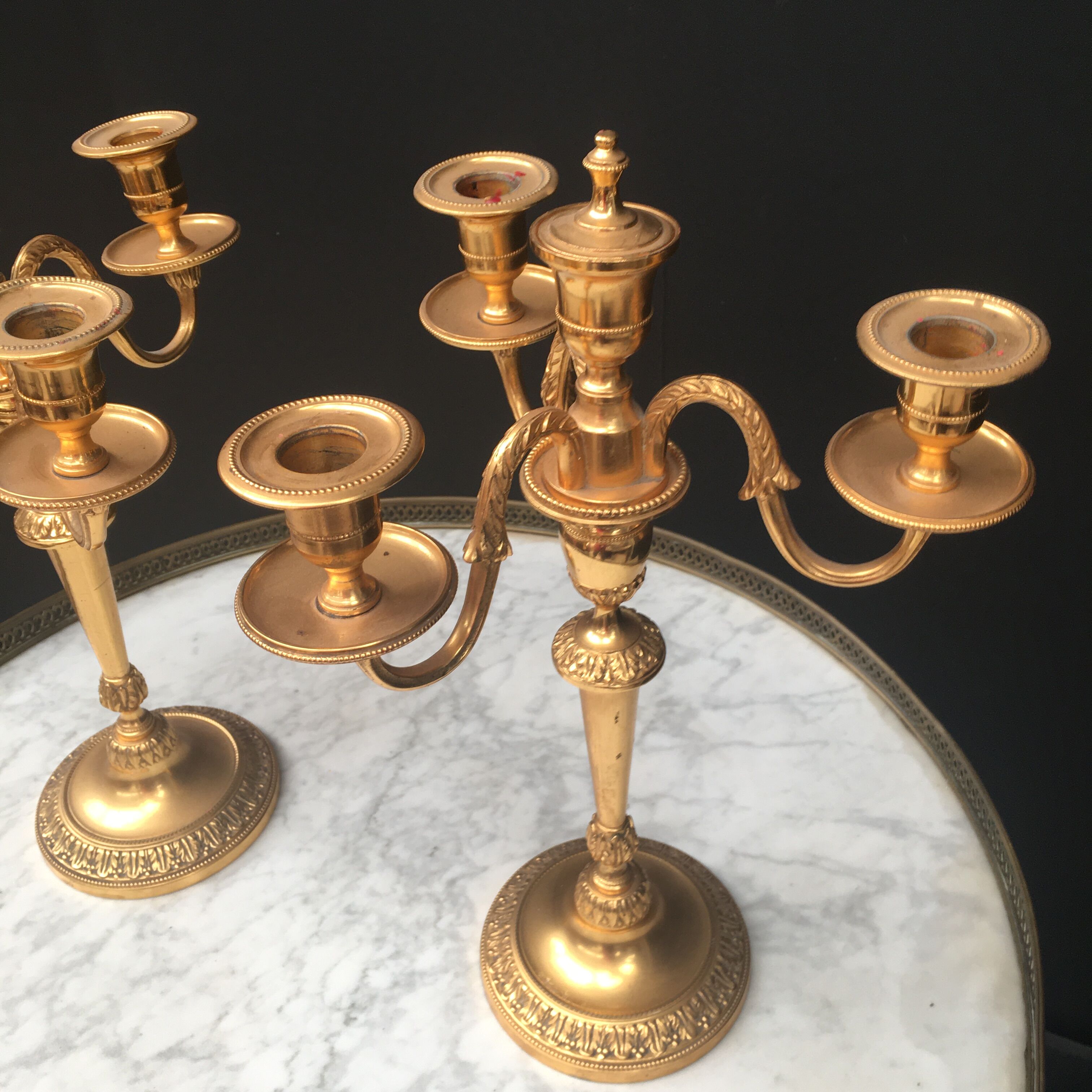 Pair of 3-branch candlesticks