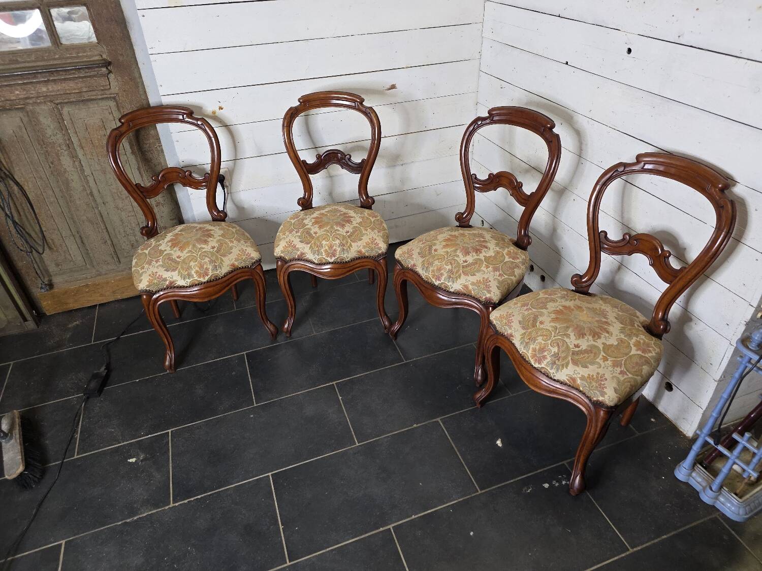 4 Louis Philippe style chairs from the 19th century in cherry wood.