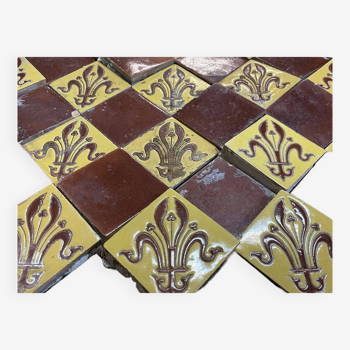 Lot of earthenware tiles by Jules Paul Loebnitz (1836-1895)