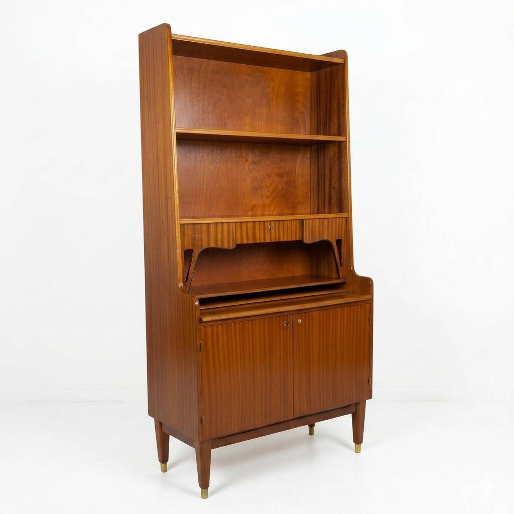 Vintage teak secretary bookcase from the 1960s.