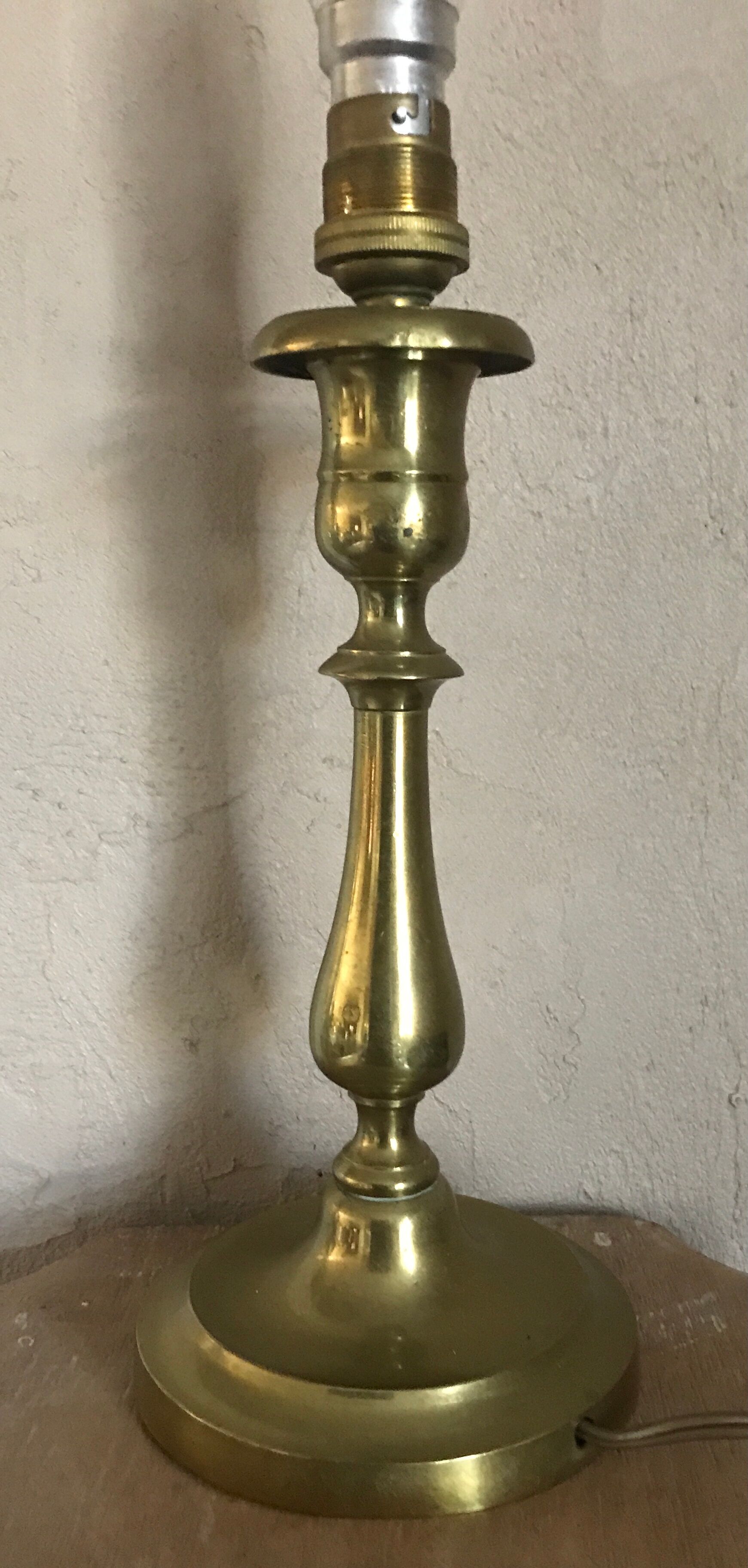 Lamp foot candle holder shape in solid brass 26.5 cm