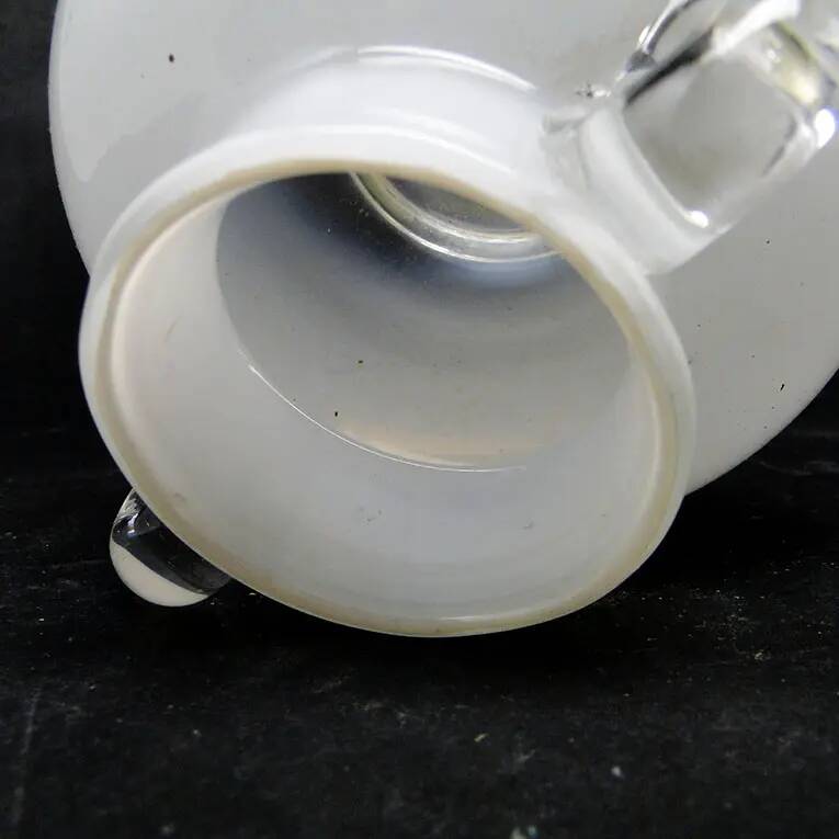 Modernism vase, white and transparent glass, HSG Tarnowiec, Poland, 1970s