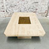 Vintage travertine coffee table by Georges Mathias