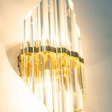 Pair of crystal glass wall sconces in the Venini style, Italy, 1970s.