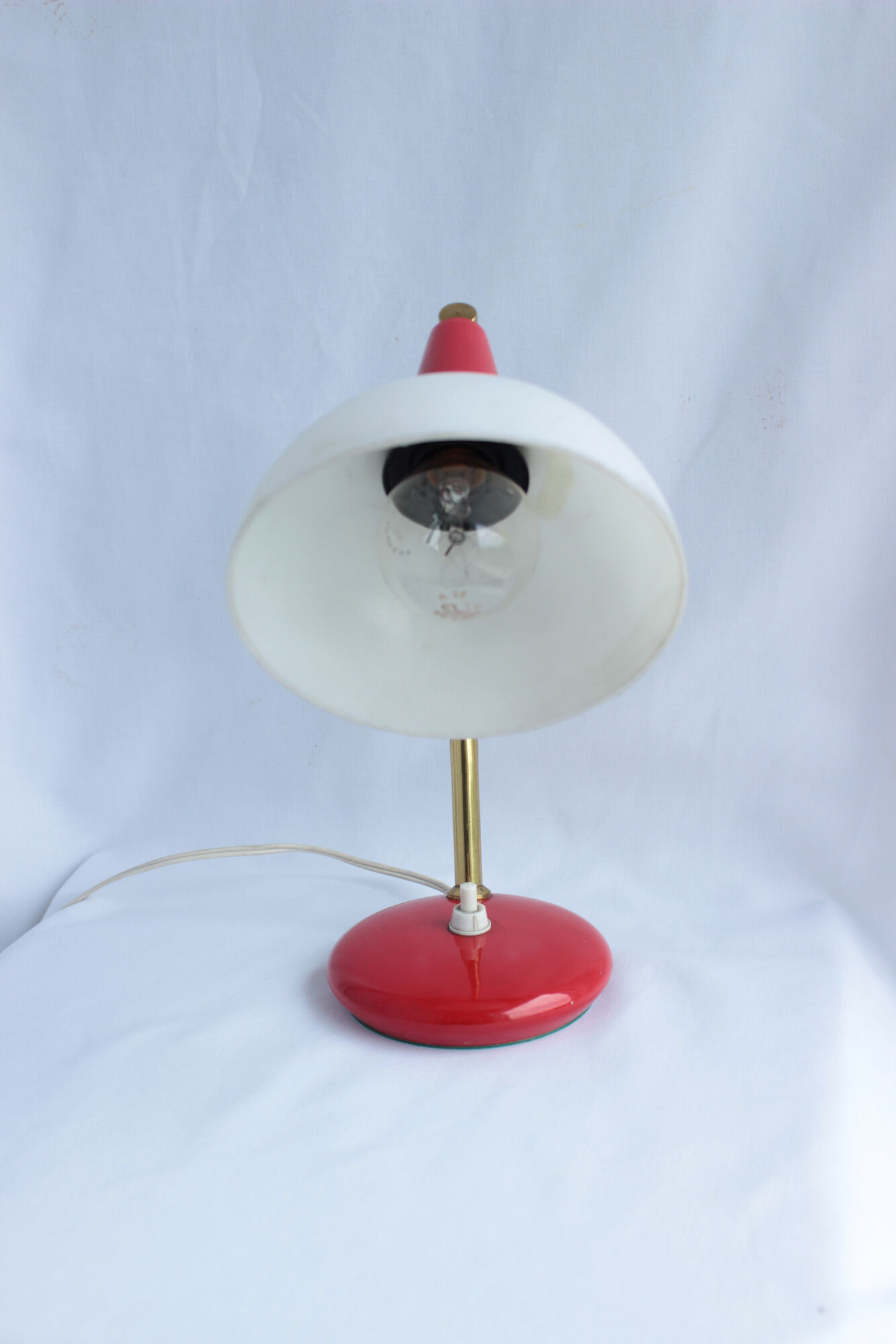 Office lamp or bedside made in italy from the 60's red and white color
