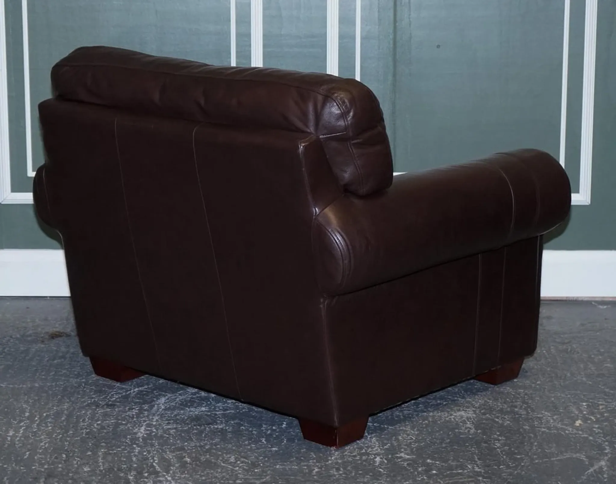 Brown Leather Armchairs, Set of 2