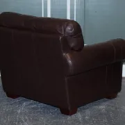 Brown Leather Armchairs, Set of 2