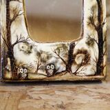 Resin mirror with owl decoration
