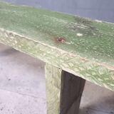 Brocante wooden bench, side table fresh green