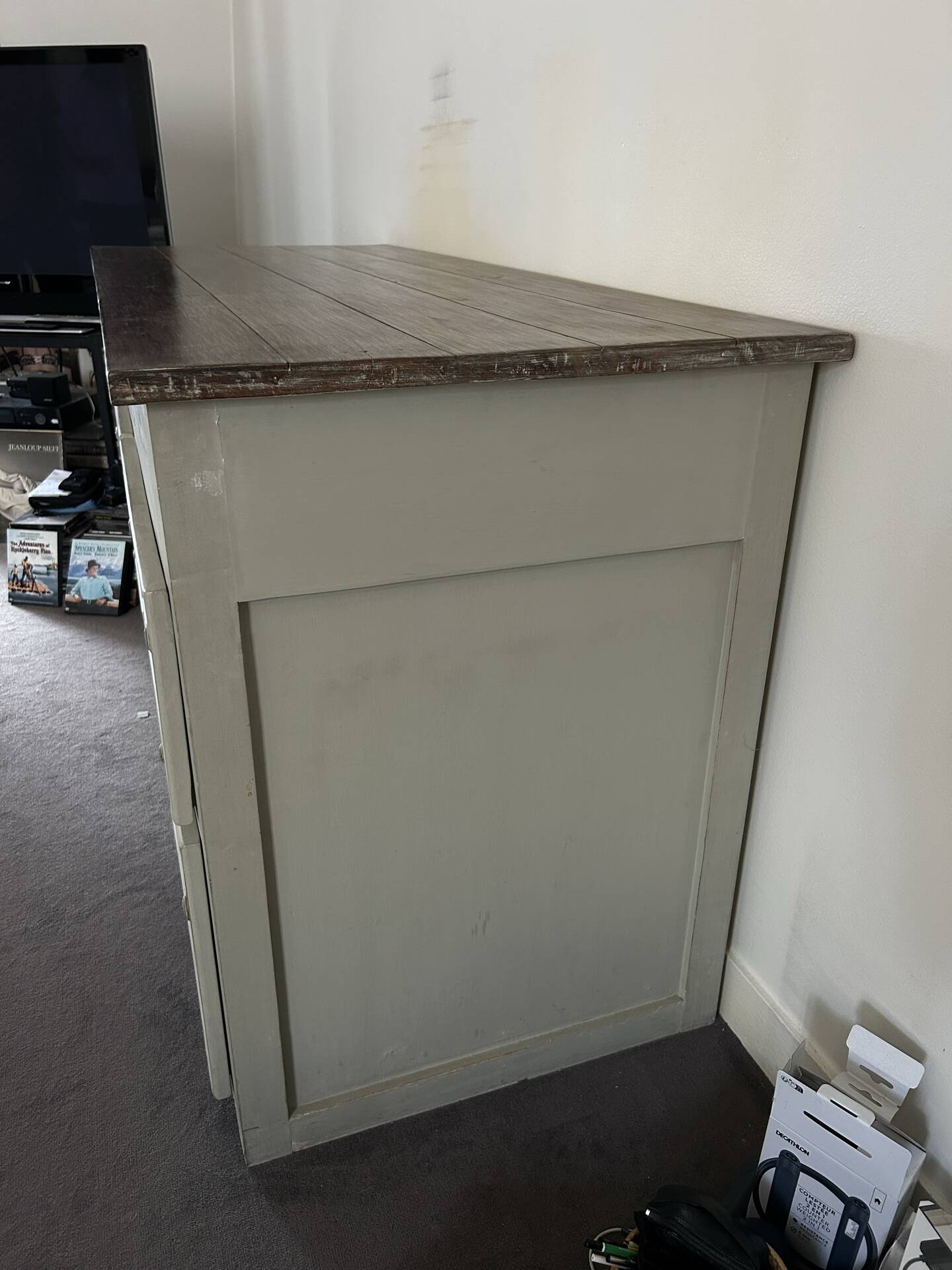 Commode blanc d’ivoire - 160x65cm - gris vert