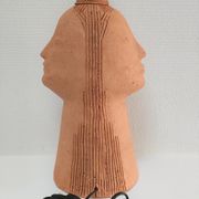 Anthropomorphic lamp foot depicting two faces terracotta design 80s