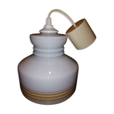 White opaline hanging lamp 70s