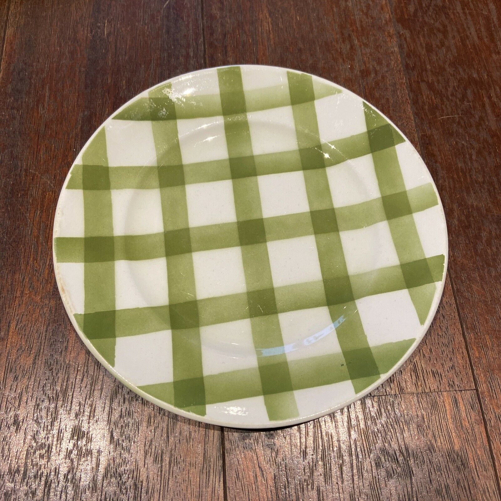 Set of 3 flat plates cloth cloth green vintage Moulin des Loups