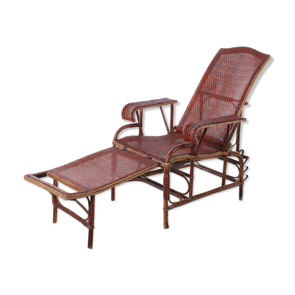Chaise longue vintage en rotin et bambou, années 1960 Selency