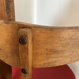 Ensemble de 4 chaises en bois et vinyle rouge