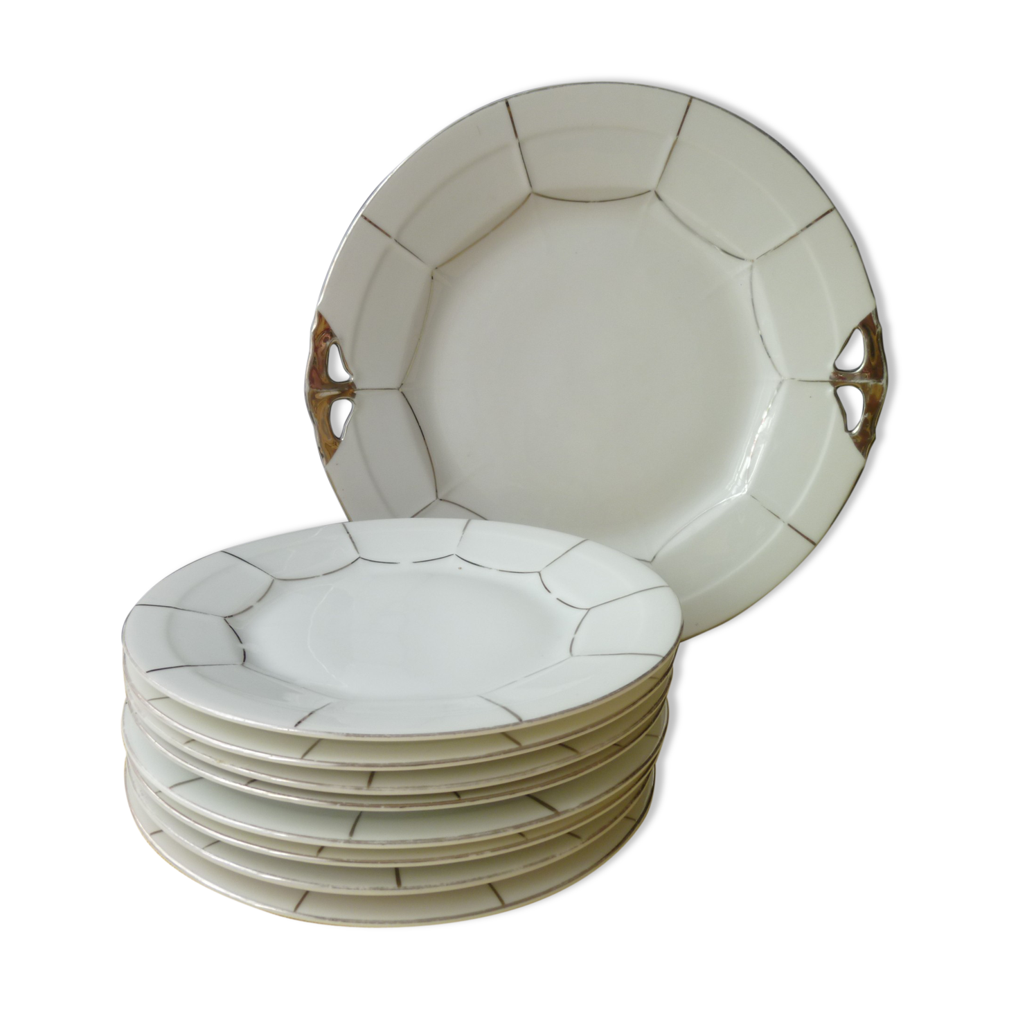 Czechoslovakia porcelain cake service Victoria China 1930s
