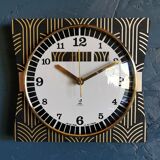 Vintage clock silent rectangular wall clock "jaz black gold"