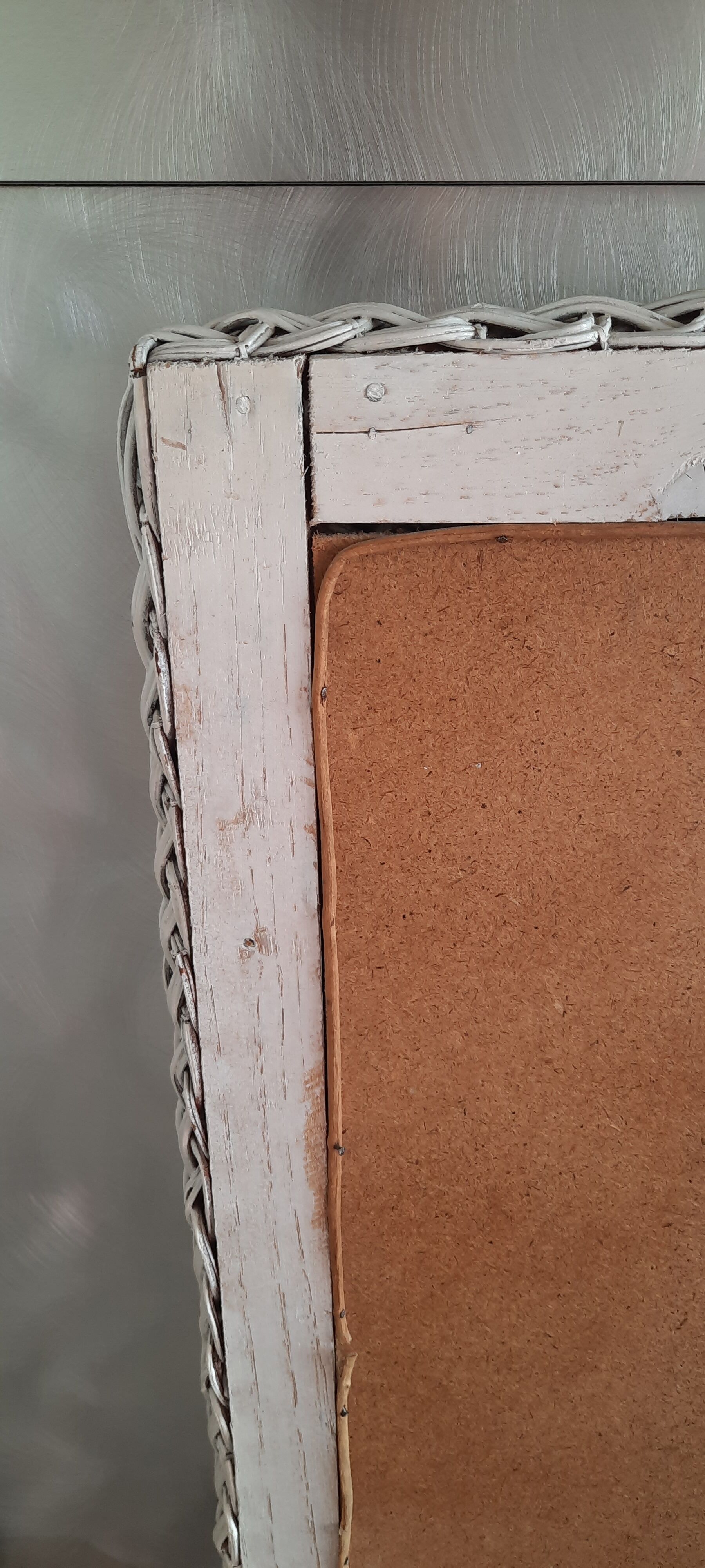 Rectangular mirror in vintage woven wicker rattan