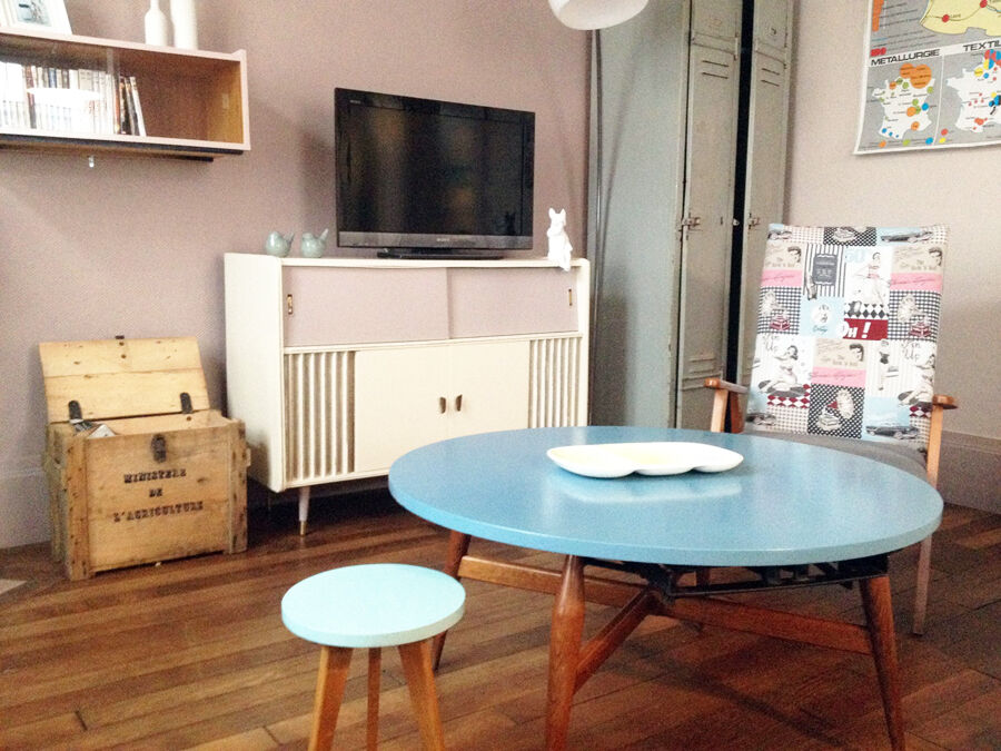 Scandinavian coffee table"smørrebrød" blue, 1960