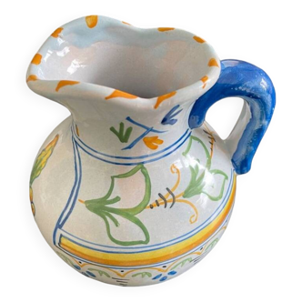 Pichet à lait faïence blanche et bleue