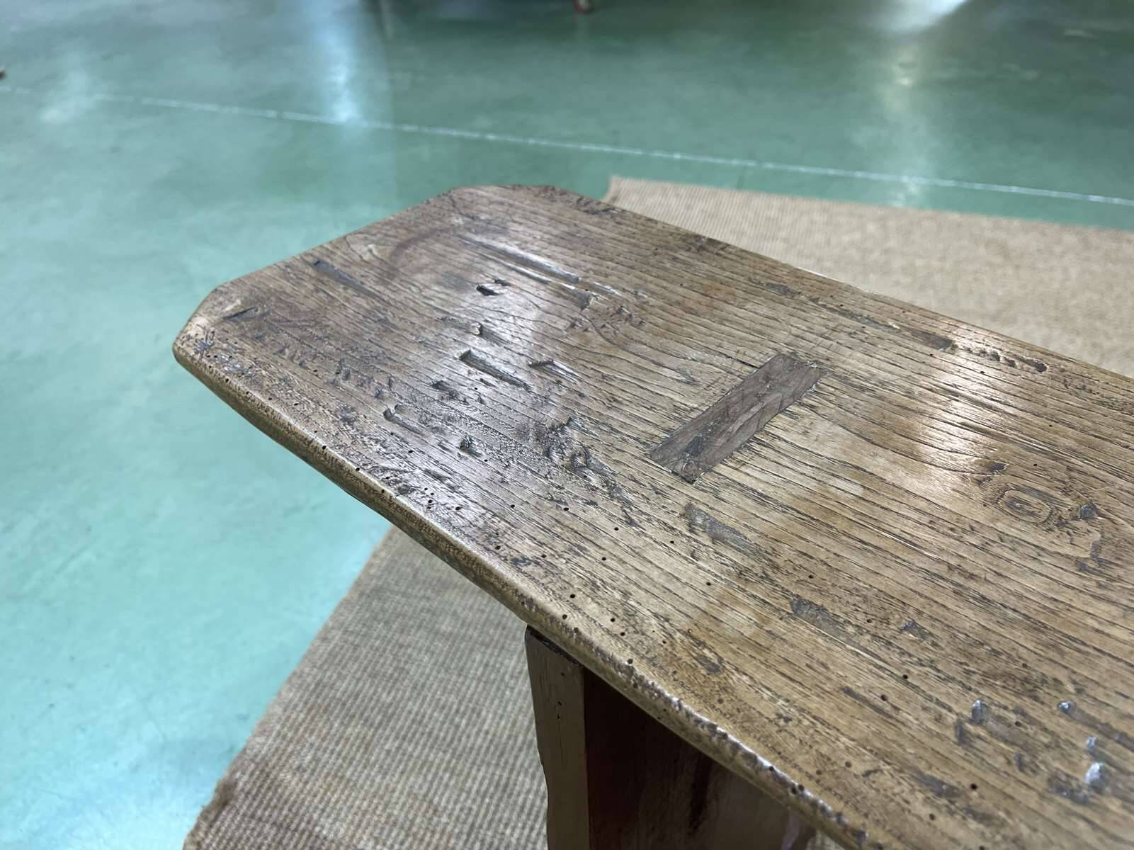 Pair of 1930s benches in elm and chestnut