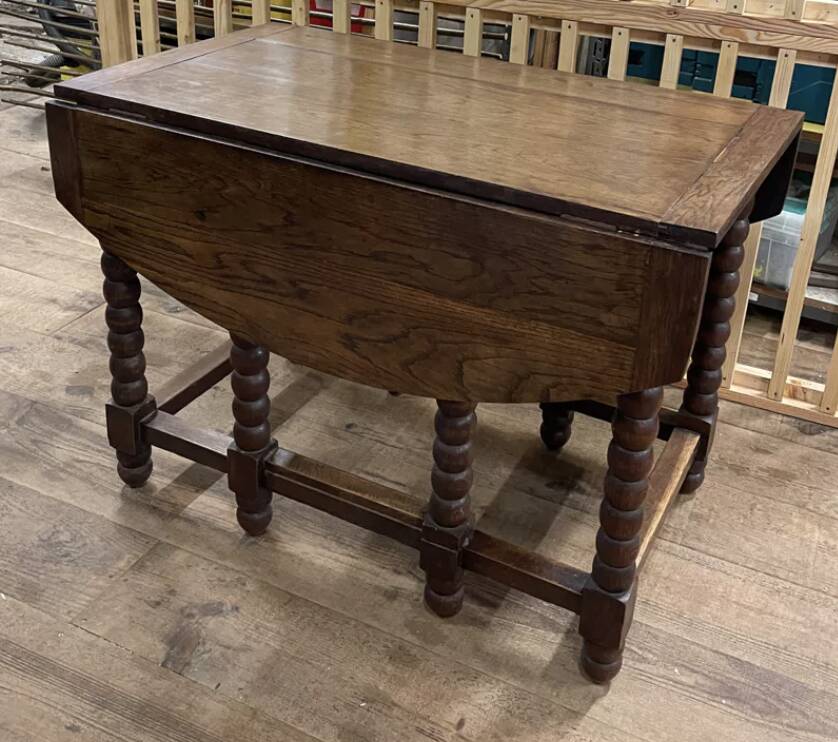 Solid wood farmhouse table with drop-leaves