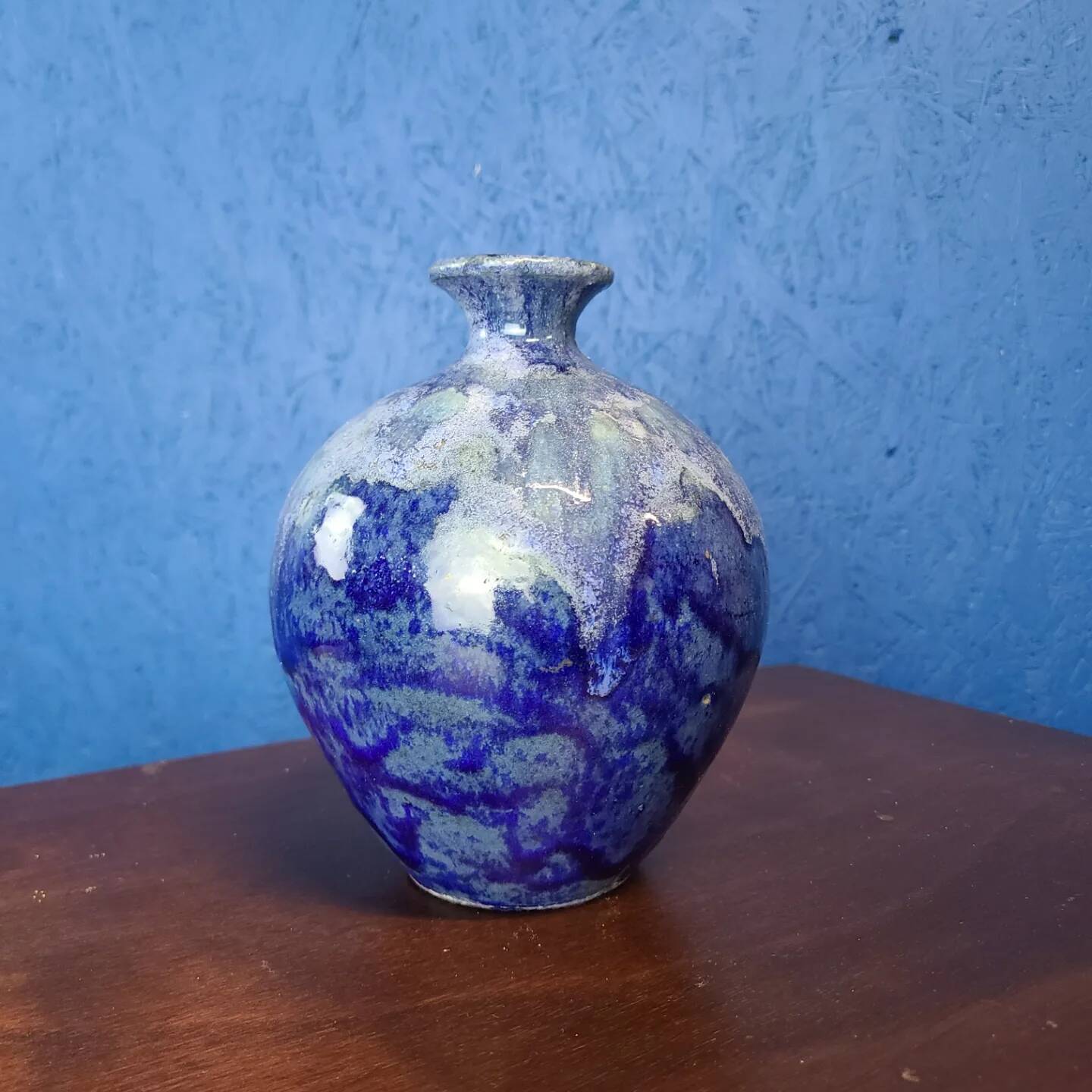Blue stoneware flame vase circa 1960