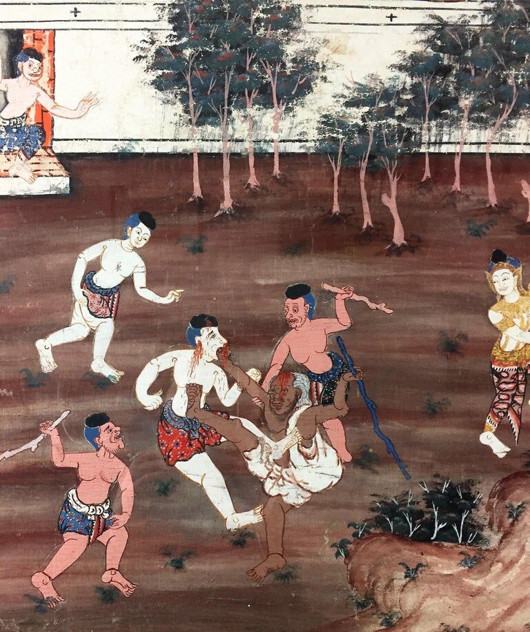 Set of 3 Thai paintings, Rattanakosin, nineteenth century