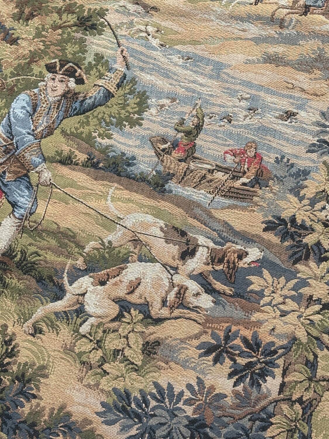 Vintage Aubusson jacquard tapestry "Hunting Scene"