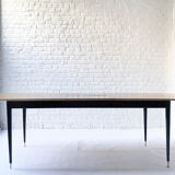 Table à manger frêne massif & laiton 1960