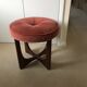 Mid-century ottoman in teak and salmon pink fabric - sculptural stool by G-Plan from the 1960s.
