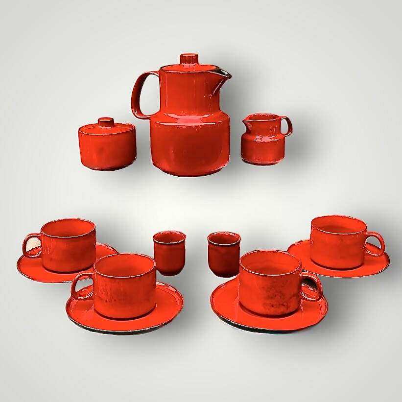 Vintage Melitta Ceracron coffee set – scarlet red – 1970s