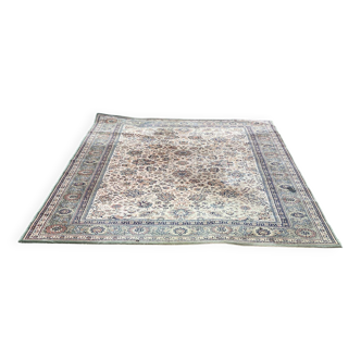 Tapis persan saint maclou fleurs laine velours vert 200x300