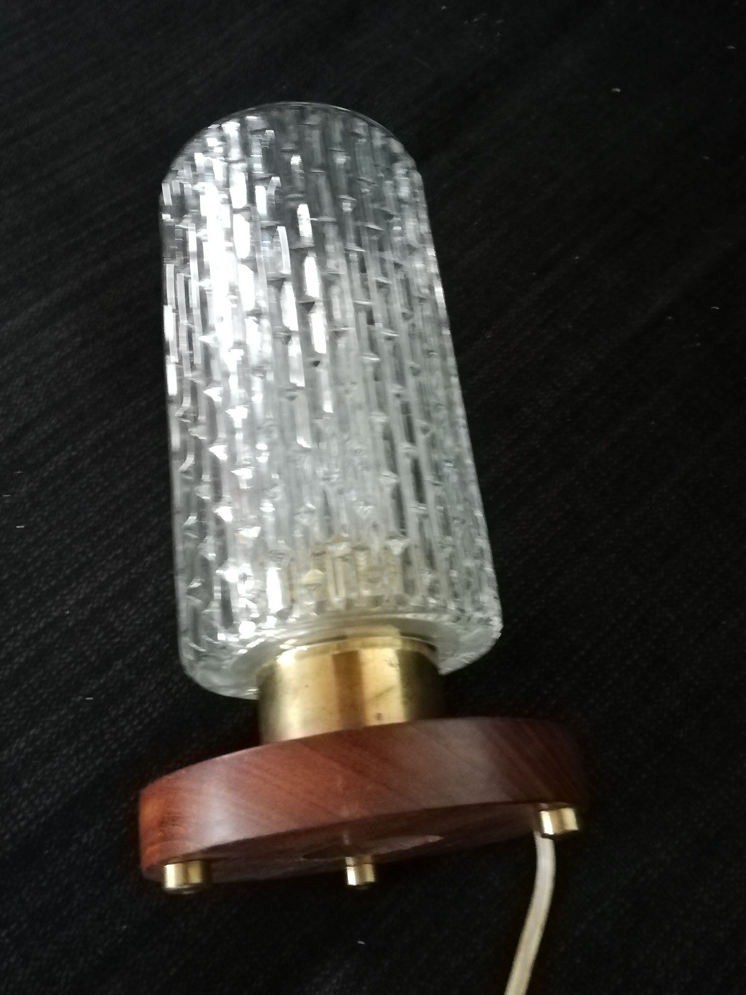 Teak and glass Scandinavian nightlight