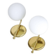 Vintage italian golden and opaline wall lamps, set of 2