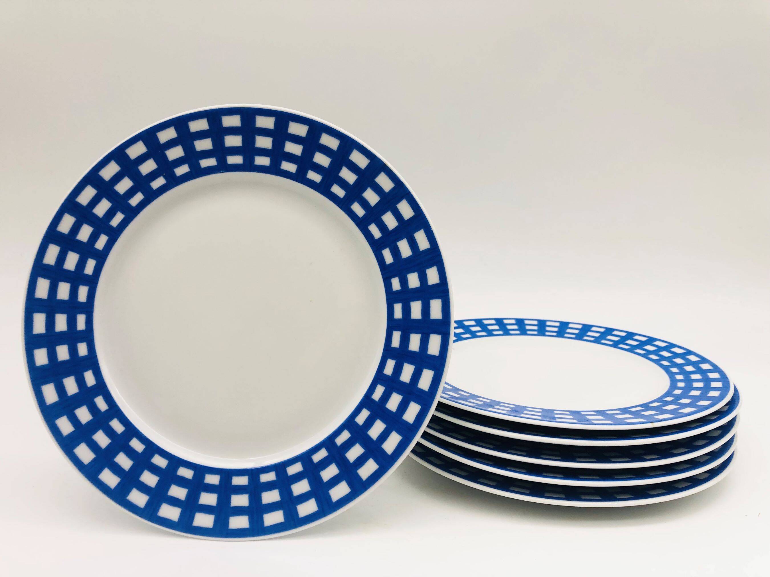 6 Guy Degrenne porcelain plates.