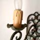 Pair of old wrought iron sconces patina green and gold - 2 lights