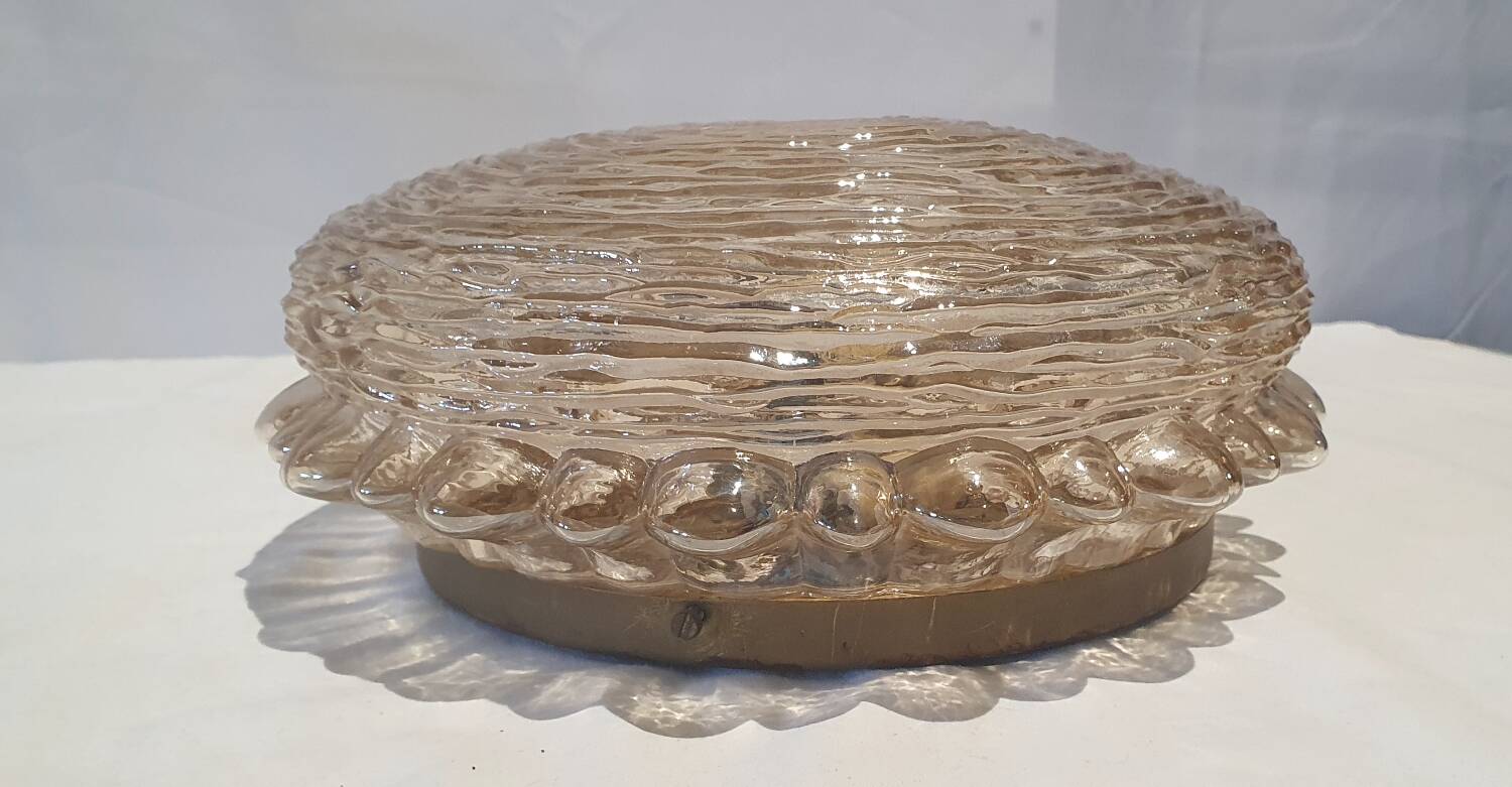 Vintage amber Glashutte limburg Helena Tynell glass lamp ø 31 cm