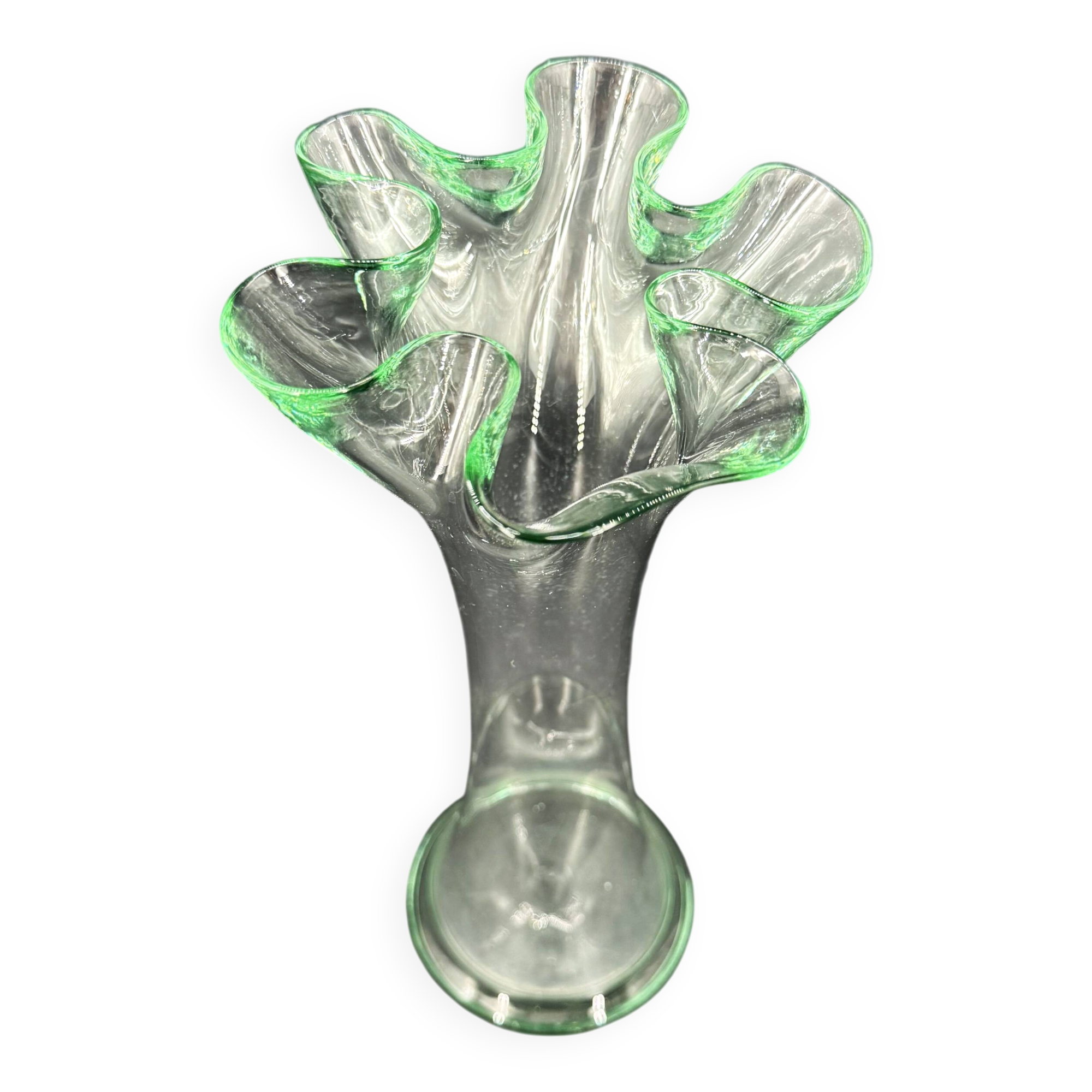 Blown glass vase in free form